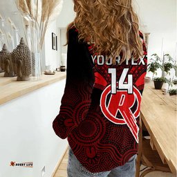Custom Melbourne Renegades Cricket Women Casual Shirt 2023 Unique Indigenous Art Mix Polynesian Pattern
