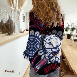 Western Bulldogs Football Women Casual Shirt Boomerang Indigenous Dots