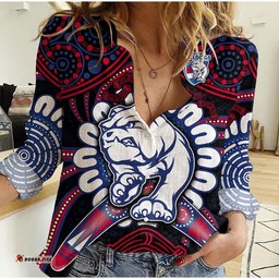 Western Bulldogs Football Women Casual Shirt Boomerang Indigenous Dots
