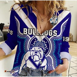 Custom Text And Number Bulldogs Rugby Women Casual Shirt Canterbury Bankstown 1935 Indigenous Artsy