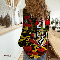 Custom Personalised Richmond Tigers Football ANZAC Women Casual Shirt Lest We Forget
