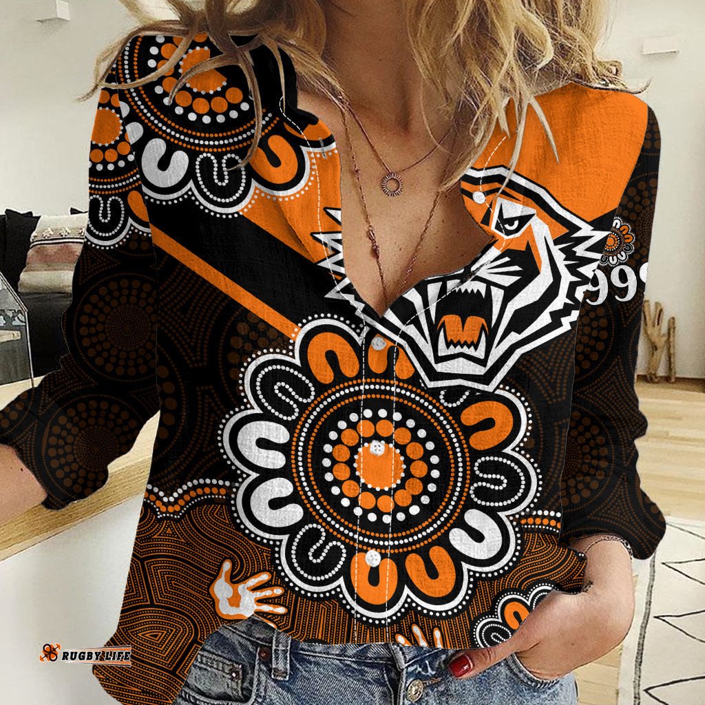 NRL Wests Tigers Rugby Founded 1999 Aboriginal Women Casual Shirt