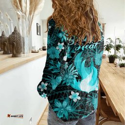 Australian Heat Cricket Women Casual Shirt Baeuty Pacific Hibiscus and Polynesian Pattern