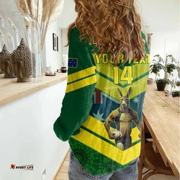Custom Australia Rugby Women Casual Shirt Pacific 2023 Go Aussie Kangaroos