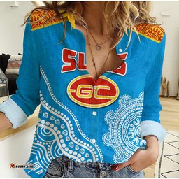 Custom Text And Number Suns Women Casual Shirt Go Sunnies Aboriginal Simple Style