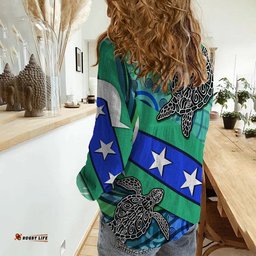 Torres Strait Flag And Turtle Women Casual Shirt