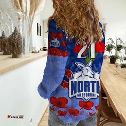 Custom Personalised Kangaroos Football ANZAC Women Casual Shirt Lest We Forget
