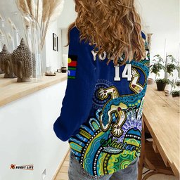 Custom Text And Number Australia NAIDOC 2023 Women Casual Shirt Palyku Indigenous Lizard For Our Elders