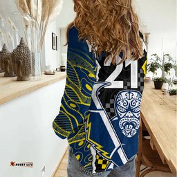 Custom Text And Number NRL Combine Warriors and Cowboys Women Casual Shirt Maori mixed Aboriginal