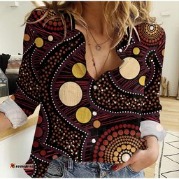 Custom Text and Number Women Casual Shirt Aboriginal Art Ver.04