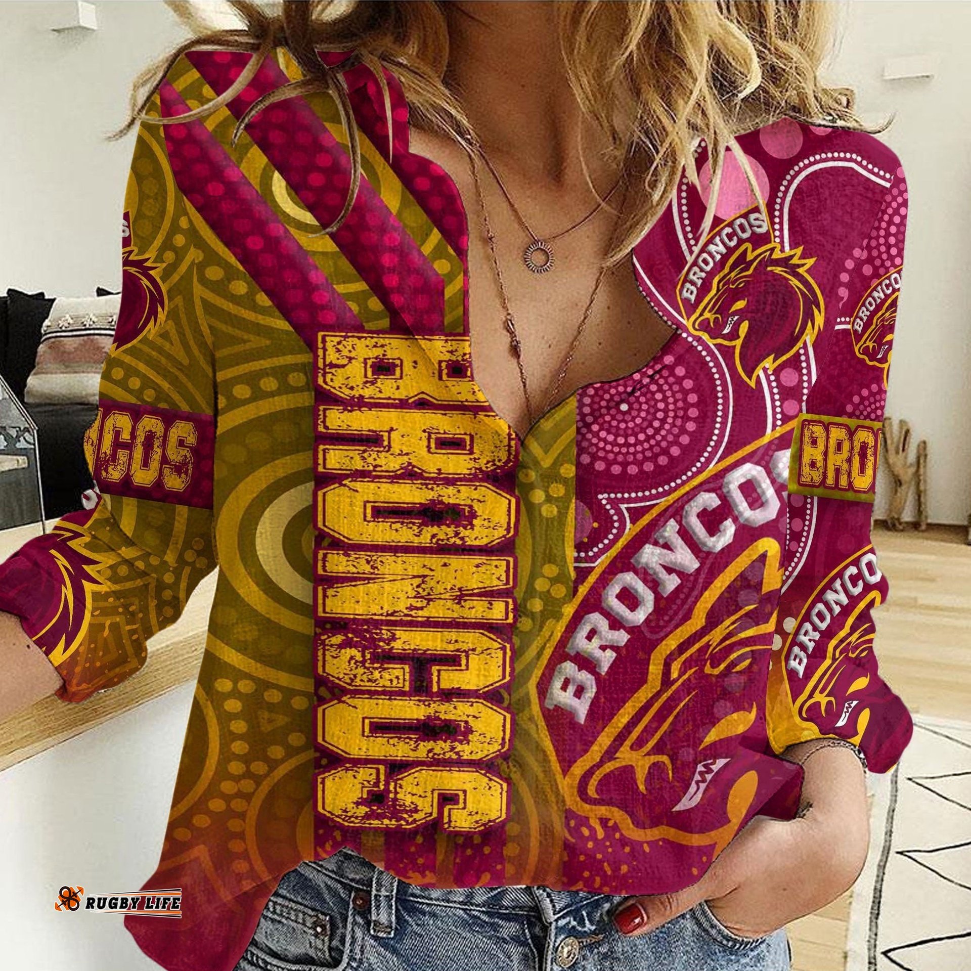 Vibe Hoodie Clothing - Brisbane Broncos Sporty Style Women Casual Shirt