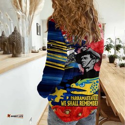 ANZAC Eels Rugby Women Casual Shirt We Shall Remember