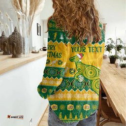 Personalised Australia Soccer Christmas Women Casual Shirt All I Want For Xmas Is Matildas