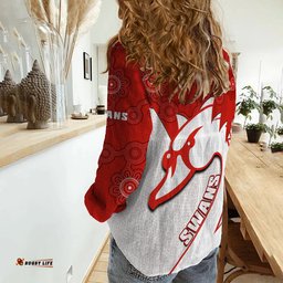 Sydney Football Women Casual Shirt Swans 1874 Dot Painting Artsy