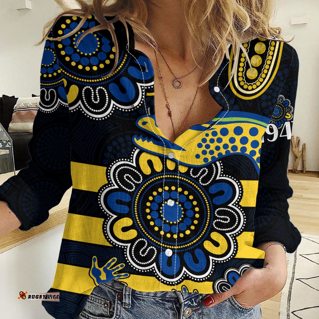 Custom Personalised NRL Parramatta Eels Rugby Women Casual Shirt Eels 1947 Aboriginal