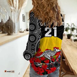 Custom Personalised Australia ANZAC Women Casual Shirt Kangaroo Boomerang with Poppy