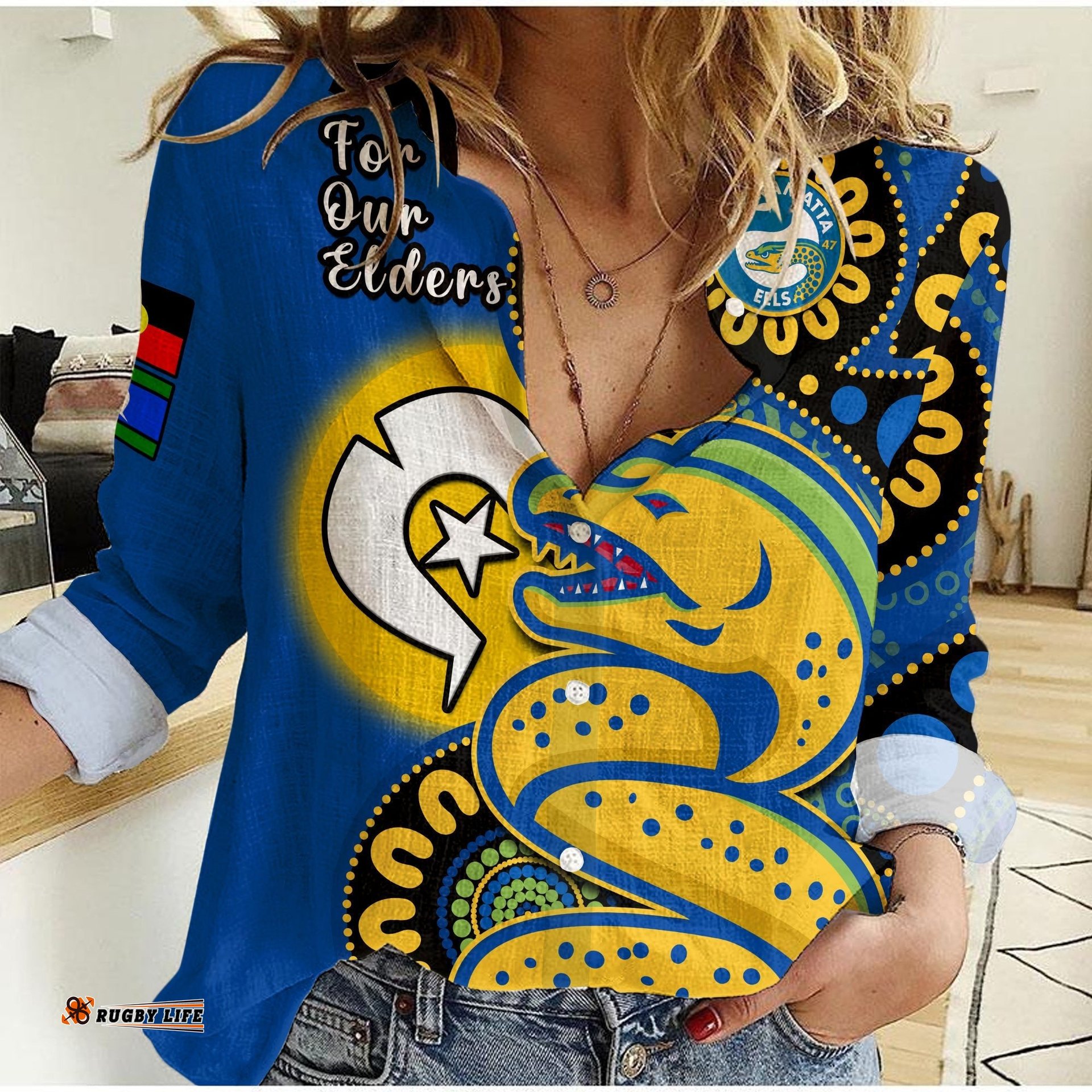 Eels Rugby NAIDOC 2023 Women Casual Shirt For Our Elders Aboriginal