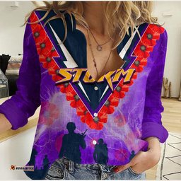 NRL Storm Casual Shirt Anzac Day Poppy Flowers Jersey