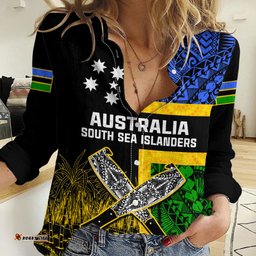 Australian South Sea Islanders Flag Style Women Casual Shirt