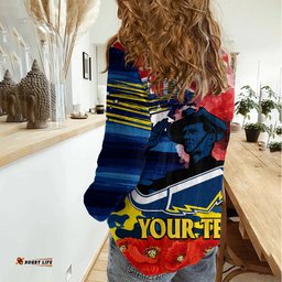 Custom Personalised ANZAC Cowboys Rugby Women Casual Shirt We Shall Remember