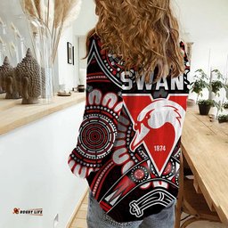 Swans Football Women Casual Shirt Boomerang Indigenous Dots