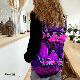 Personalised Australia Aries Kangaroo Zodiac Women Casual Shirt Auz Astrology Aboriginal - Magenta