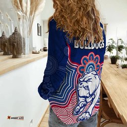 Bulldogs Football Women Casual Shirt Western Doggies Aboriginal Art