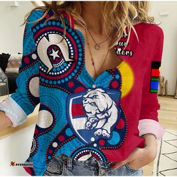 Western Bulldogs Football NAIDOC 2023 Women Casual Shirt Indigenous For Our Elders