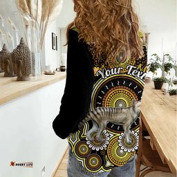Personalised Australian Astrology Women Casual Shirt Aboriginal Tasmanian Tiger Zodiac Sign