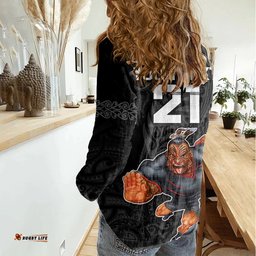 Custom Warriors Permier 2023 Women Casual Shirt The Wahs Mascot with Maori Tattoo