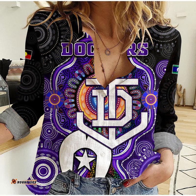 Custom Personalised Dockers Football NAIDOC Week Women Casual Shirt Indigenous