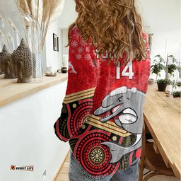 Custom Dolphins Rugby Christmas Women Casual Shirt Merry Xmas 2023 Mix Aboriginal Art