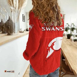 Sydney Swans Football Women Casual Shirt Go Swannies Sporty Style