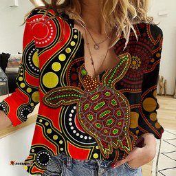 Aboriginal Turtle Women Casual Shirt Red Style
