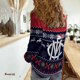 Custom Personalised Melbourne Football Women Casual Shirt Demons Indigenous Merry Christmas
