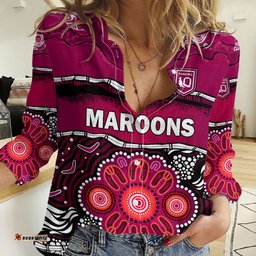 Maroons Rugby Women Casual Shirt Aboriginal Queensland State of Origin