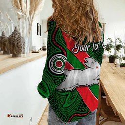 Custom Personalised Rabbitohs Indigenous Women Casual Shirt Brave