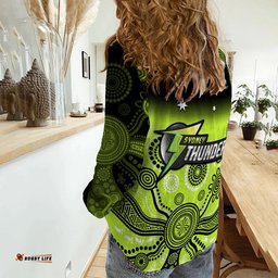 Thunder Women Casual Shirt Sydney Gradient Aboriginal Art