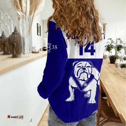 Custom Text And Number Bulldogs Rugby 2023 Women Casual Shirt Canterbury Bankstown Go Dogs