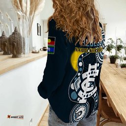 Carlton Football NAIDOC 2023 Women Casual Shirt Blues For Our Elders Indigenous Art