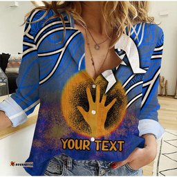 Custom Personalised Aboriginal and Torres Strait Islanders Flag Blue Women Casual Shirt