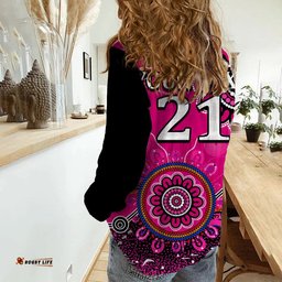 Custom Personalised Sydney Sixers Women Casual Shirt Cricket Indigenous Aboriginal