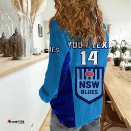 Personalised NSW Rugby Women Casual Shirt Go Blues Camouflage Sporty Style