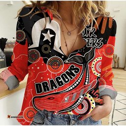 Custom Personalised Dragon Rugby NAIDOC 2023 Women Casual Shirt Torres Strait Aboriginal