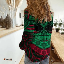 Rabbitohs Rugby Women Casual Shirt Polynesian and Aboriginal Special Version