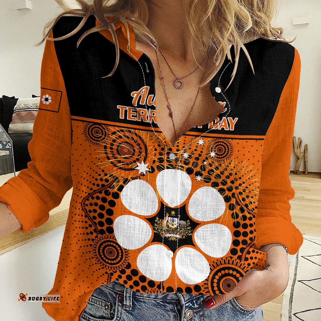 Personalised 1 July Australia Territory Day Women Casual Shirt Aboriginal Pattern