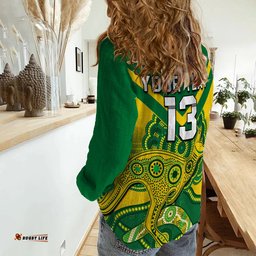 Custom Text and Number Australia Soccer Women Casual Shirt Champions Aboriginal Kangaroos World Cup Football Socceroos