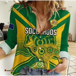 Custom Text and Number Australia Soccer Women Casual Shirt Champions Aboriginal Kangaroos World Cup Football Socceroos