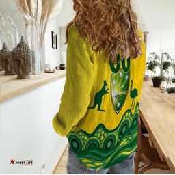 Custom Personalised Australia Cricket Aboriginal Pattern Women Casual Shirt