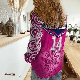 Custom Text And Number Cowboys Rugby Women Casual Shirt Aboriginal Pattern Pink Version